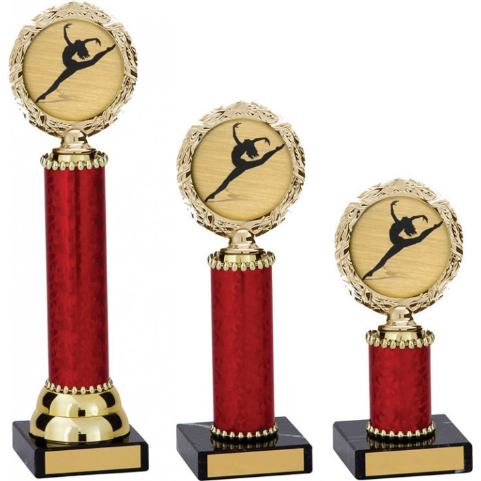 WREATH METAL DANCE TROPHY  - CHOICE OF CENTRE - AVAILABLE IN 3 SIZES